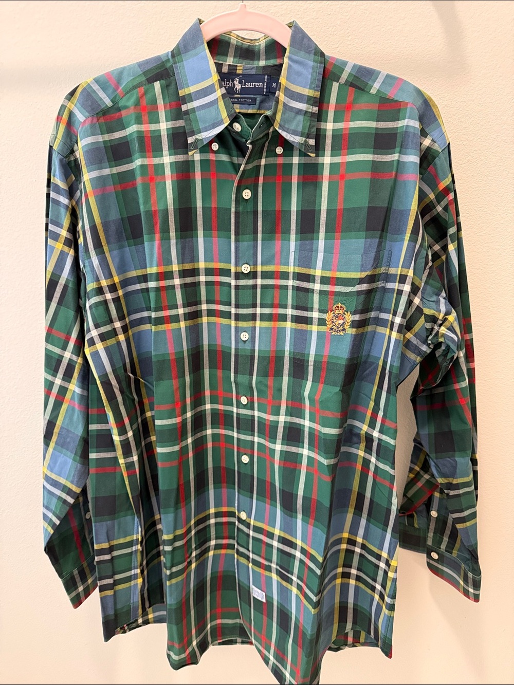 Polo by Ralph Lauren Green and Blue Plaid Button-Down Shirt M